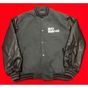Avalon Collection Big Bang KPop Rare Bomber Jacket Faux Leather Sleeves Mens M